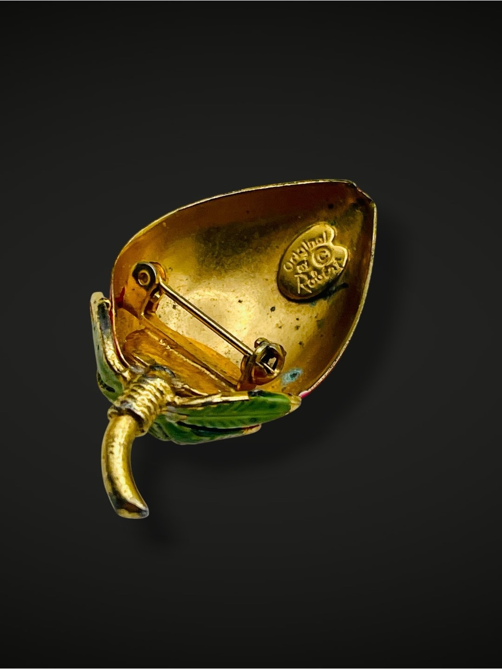 Cute Vintage Original by Robert 3D Enamel Strawberry Brooch Pin Collectible - Picture 12 of 16